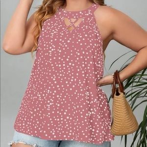 Lightweight pink-white dot halter, size 1xl(14)